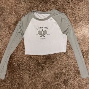 Gray and White Women's Crop Top